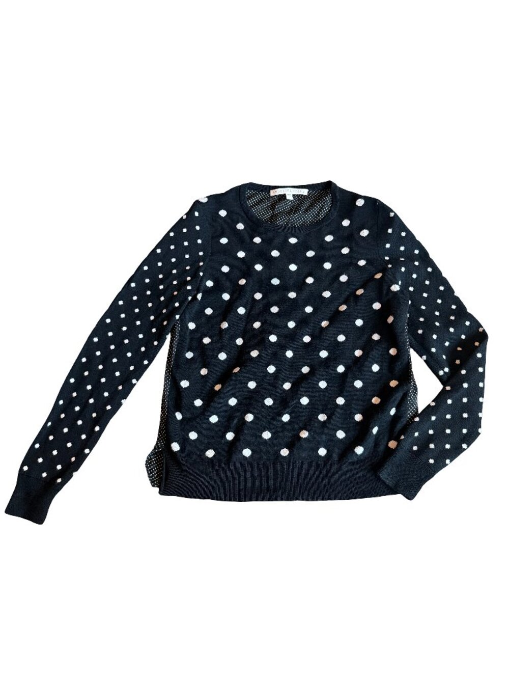 Veronica Beard Polka Dot Sweater Pullover Crew Neck Silk Cotton Size Large